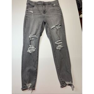 American Eagle Next Level Stretch Grey Super Hi-Rise Jegging Jeans Size 16